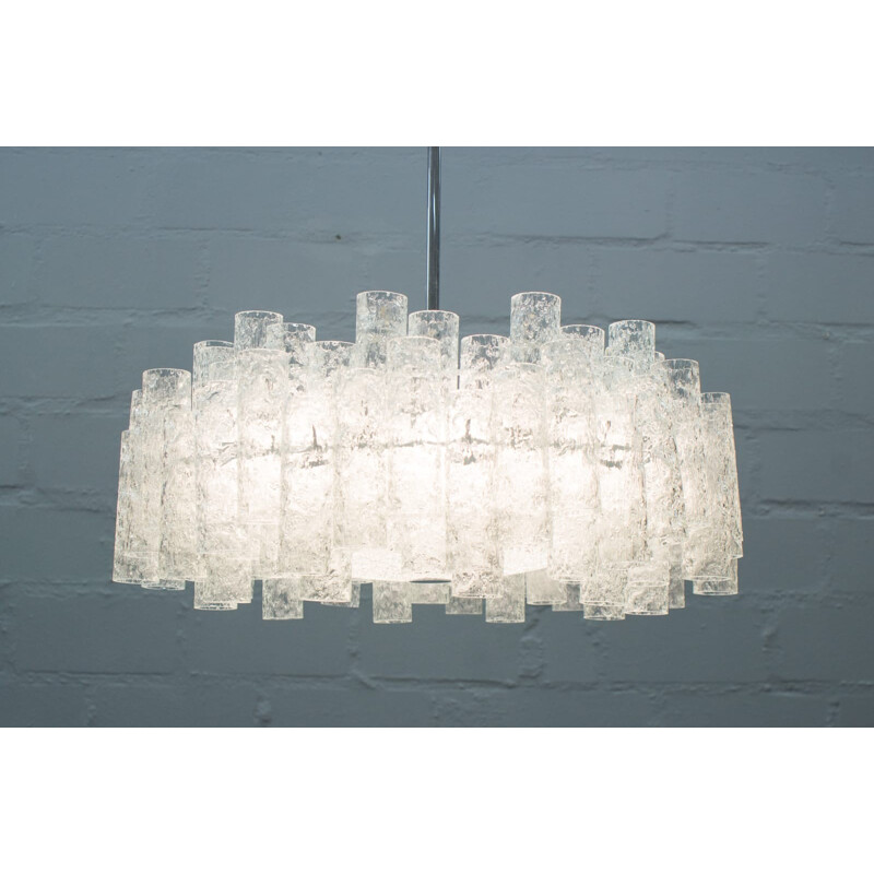 German Ice Glass Chandelier by Doria Leuchten - 1960s