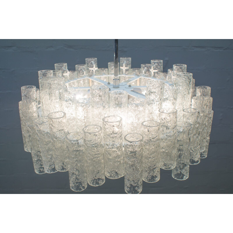 German Ice Glass Chandelier by Doria Leuchten - 1960s