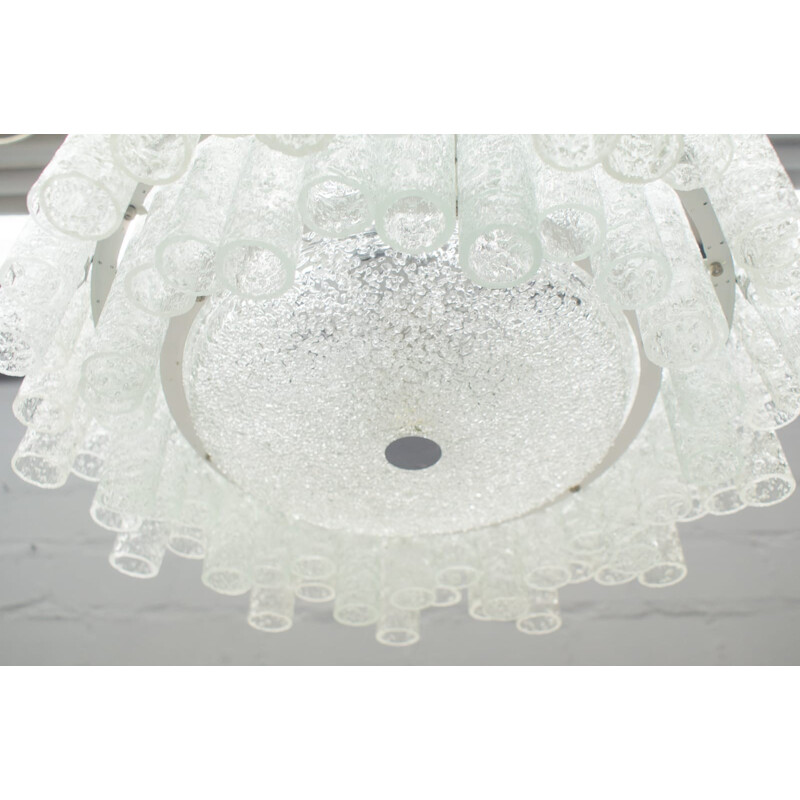 German Ice Glass Chandelier by Doria Leuchten - 1960s