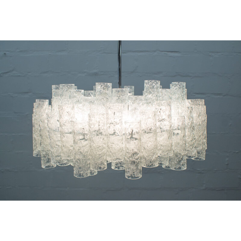 German Ice Glass Chandelier by Doria Leuchten - 1960s