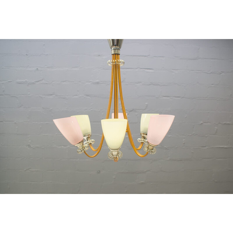 Vintage pastel-colored hanging lamp - 1950s