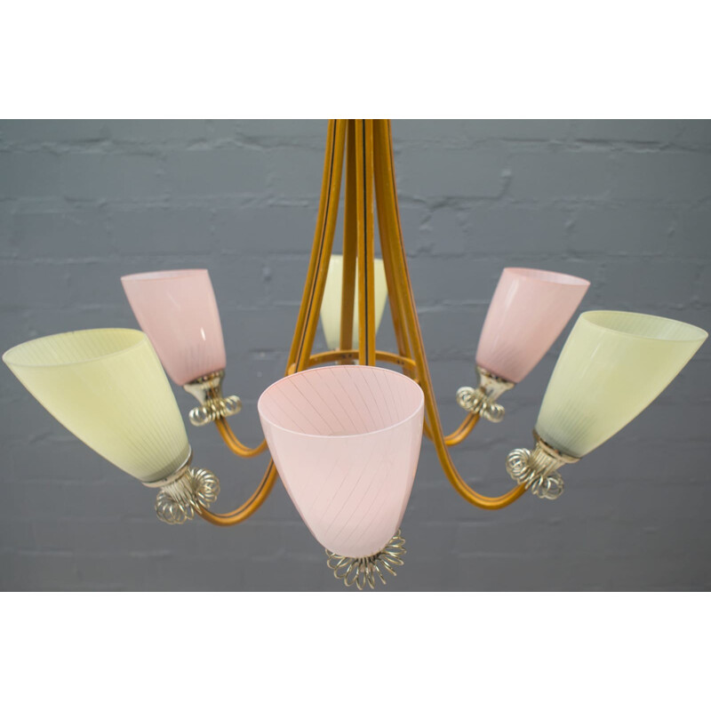 Vintage pastel-colored hanging lamp - 1950s