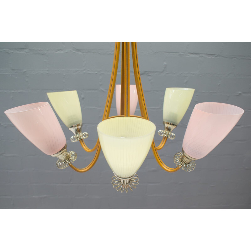 Vintage pastel-colored hanging lamp - 1950s