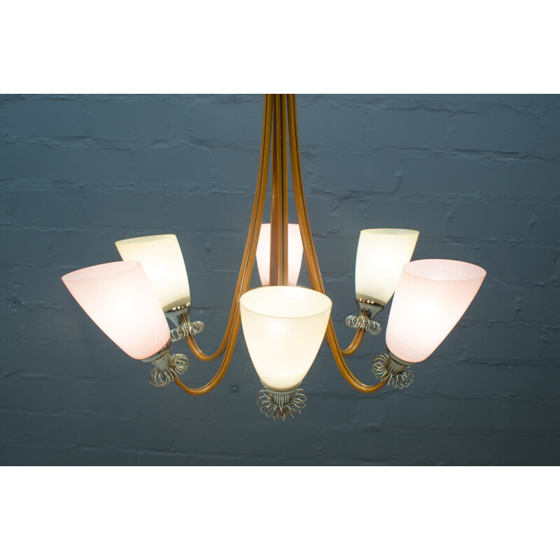 Vintage pastel-colored hanging lamp - 1950s