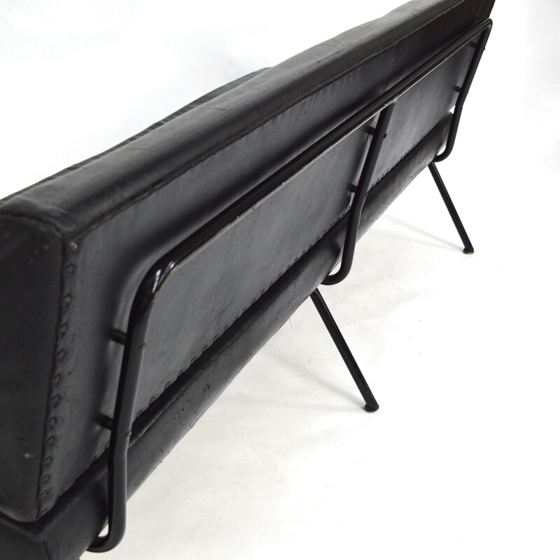 Canapé vintage modèle 32 noir par Florence Knoll - 1950