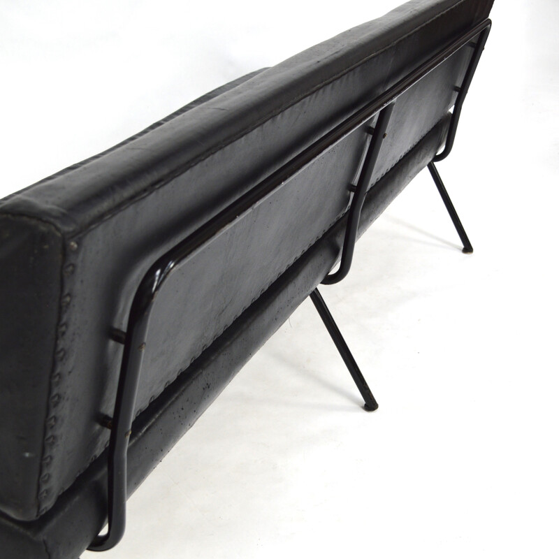 Vintage-Sofa Modell 32 schwarz von Florence Knoll - 1950