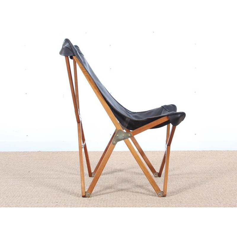 Vintage beech wood Tripolina easy chair by Joseph B. Fenby - 1980s