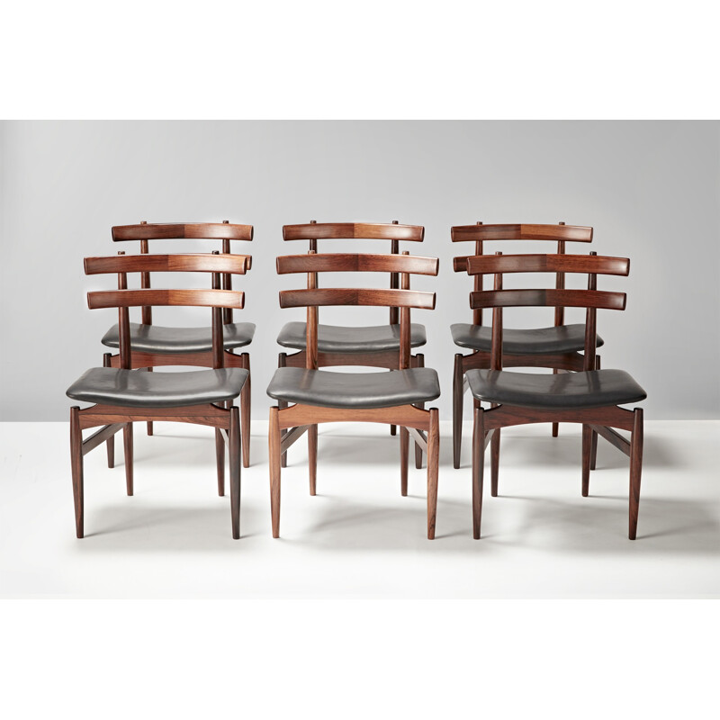 Suite de 6 chaises à repas N60 de Poul Hundevad - 1950