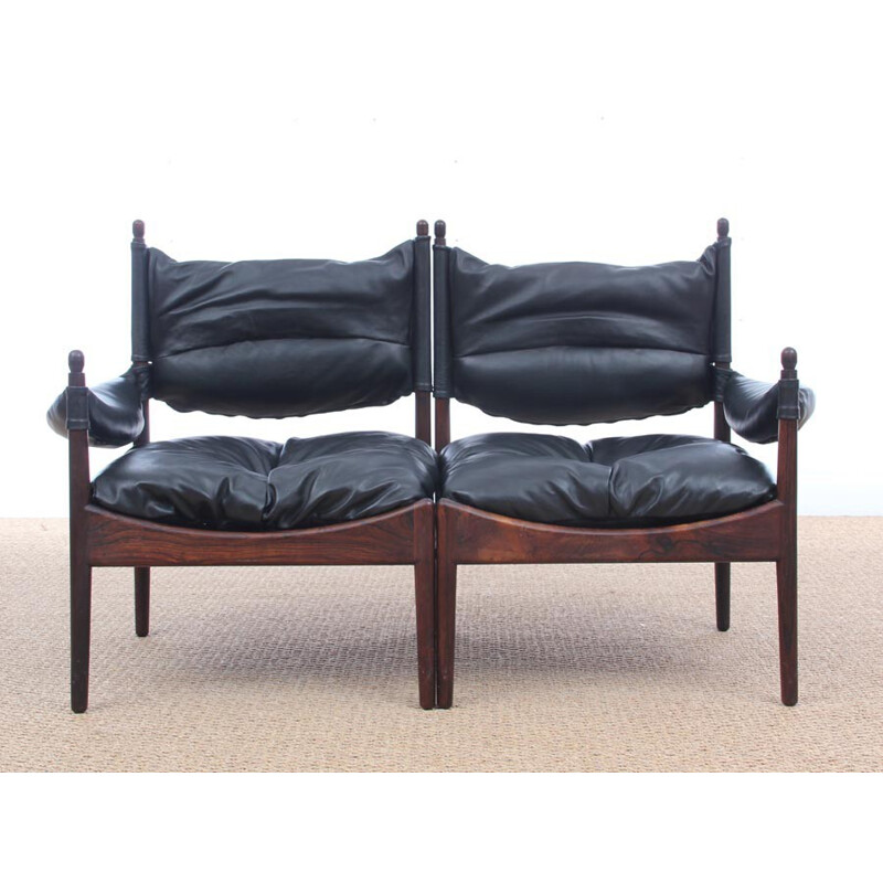 Modular Modus 2-seater Rio rosewood bench - 1960s