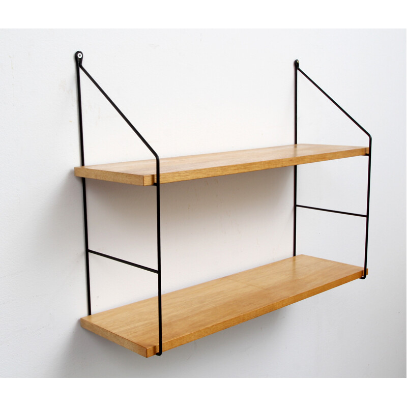 Vintage german wall shelve in ash wood - 1950s