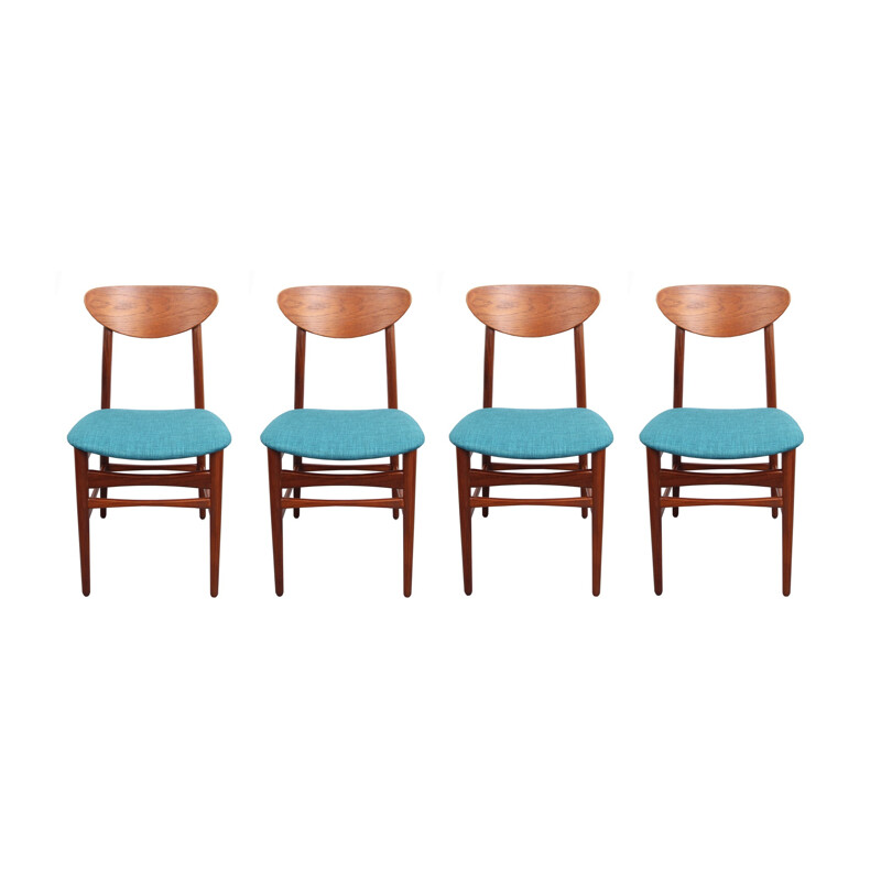 Set of 4 vintage scandinavian chairs in teak - 1950s
