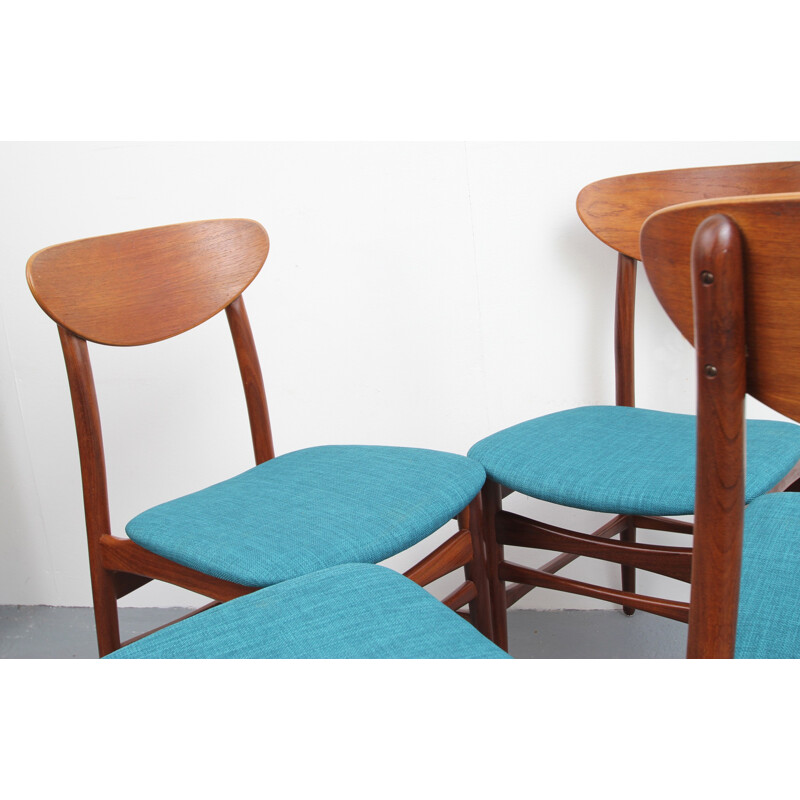 Set of 4 vintage scandinavian chairs in teak - 1950s