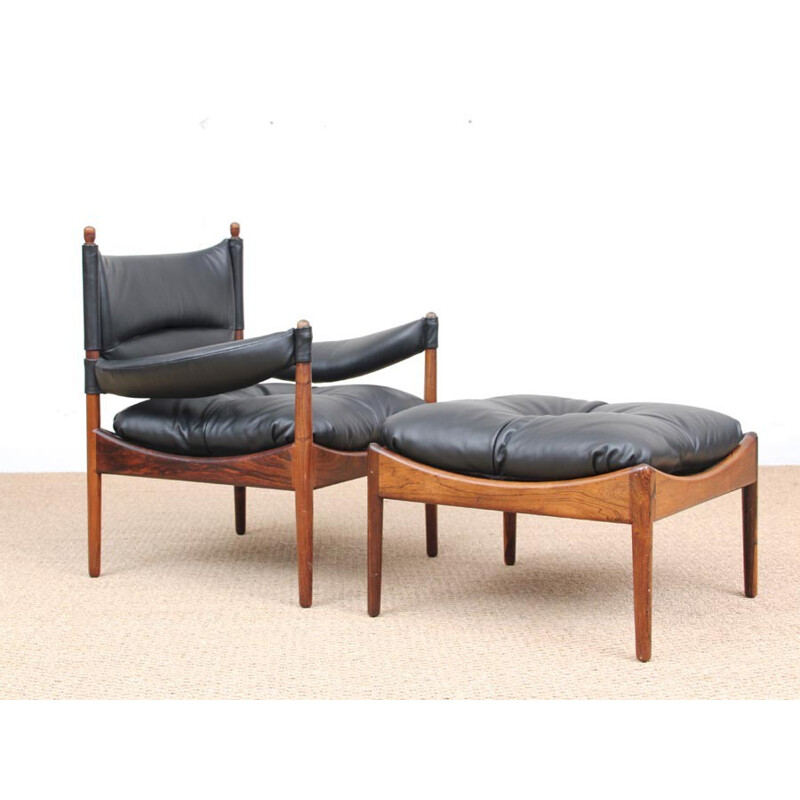 Vintage scandinavian armchair and footrest Modus model by Kristian Solmer Vedel- 1960s