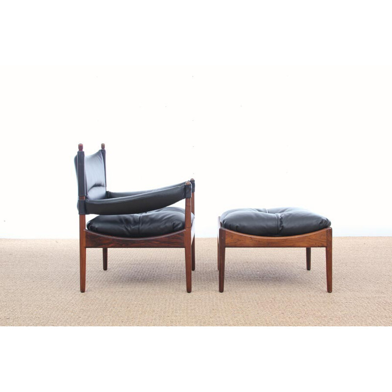 Vintage scandinavian armchair and footrest Modus model by Kristian Solmer Vedel- 1960s