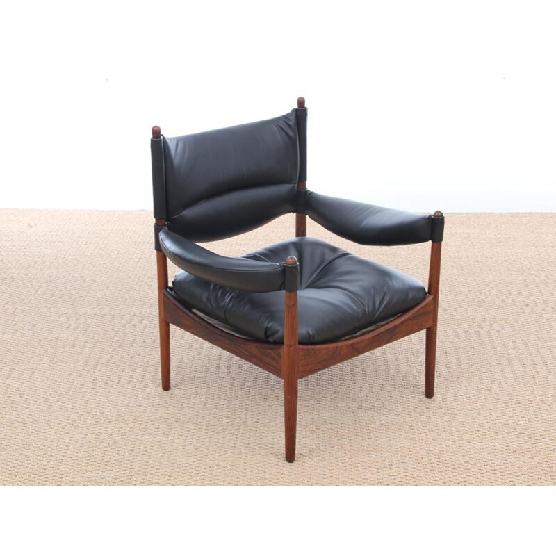 Vintage scandinavian armchair and footrest Modus model by Kristian Solmer Vedel- 1960s