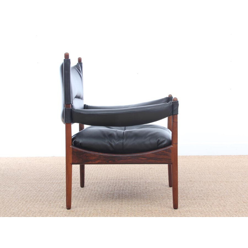 Vintage scandinavian armchair and footrest Modus model by Kristian Solmer Vedel- 1960s