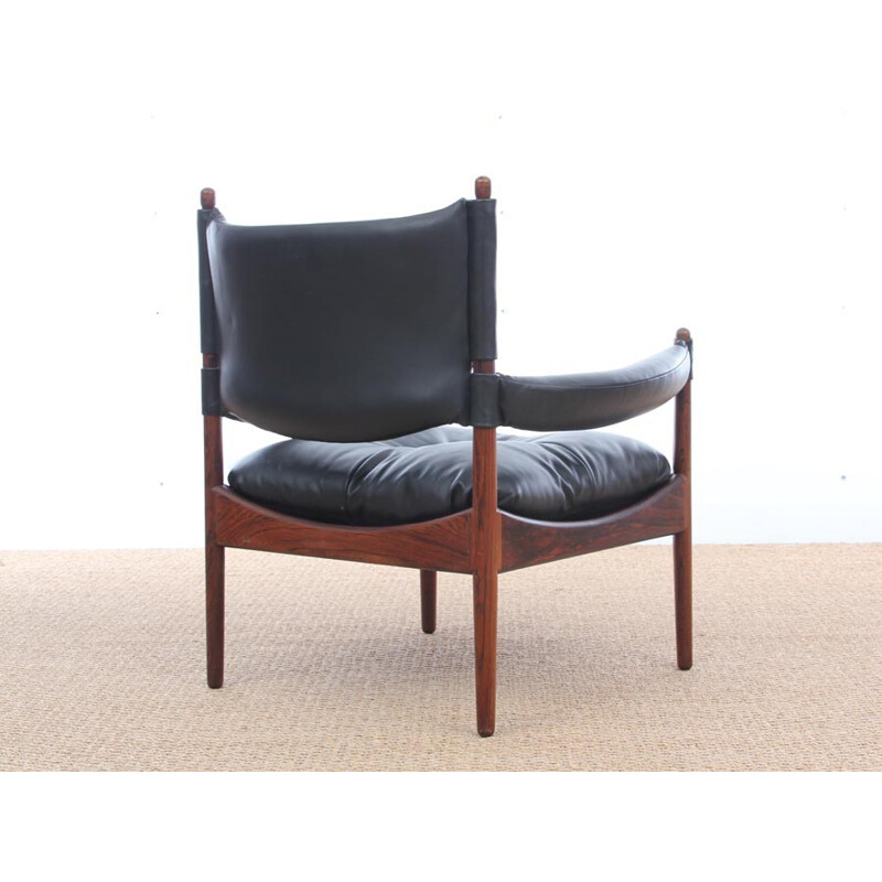 Vintage scandinavian armchair and footrest Modus model by Kristian Solmer Vedel- 1960s