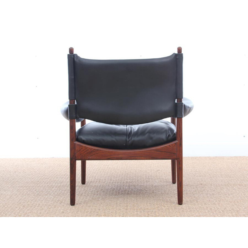 Vintage scandinavian armchair and footrest Modus model by Kristian Solmer Vedel- 1960s