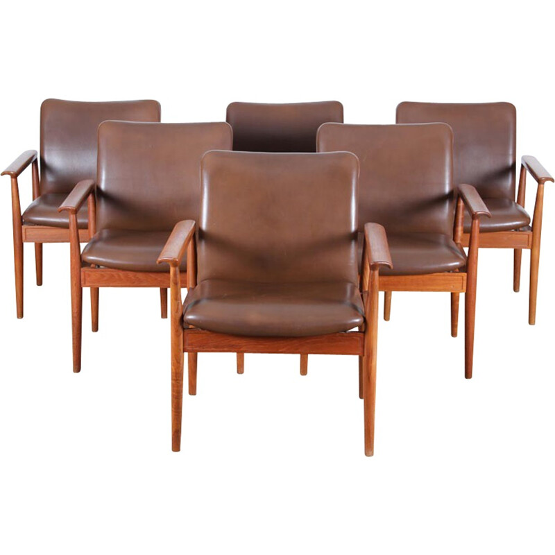 Set of 6 Diplomat teak armchairs by Finn Juhl - 1950s