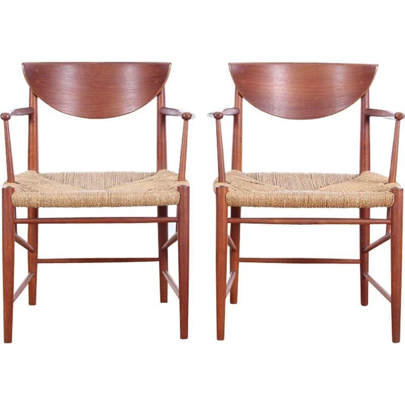 Pair of Scandinavian teak armchairs model 317 by Peter Hvidt & Orla Mølgaard Nielsen for Søborg Møbelfabrik en 1950s