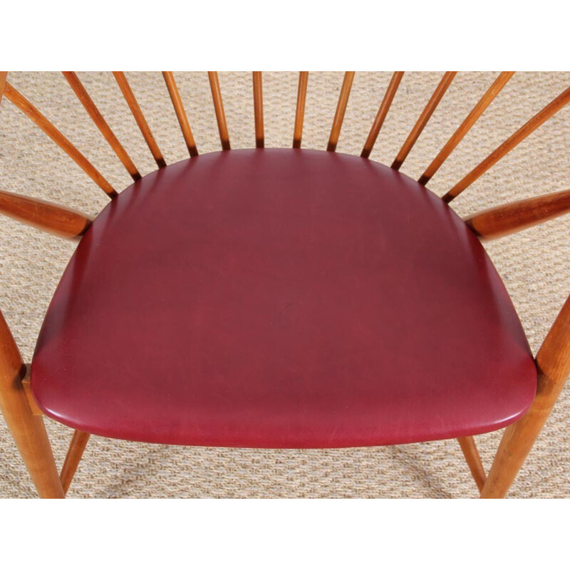 Vintage Scandinavian armchair with bars in solid beechwood - 1940s