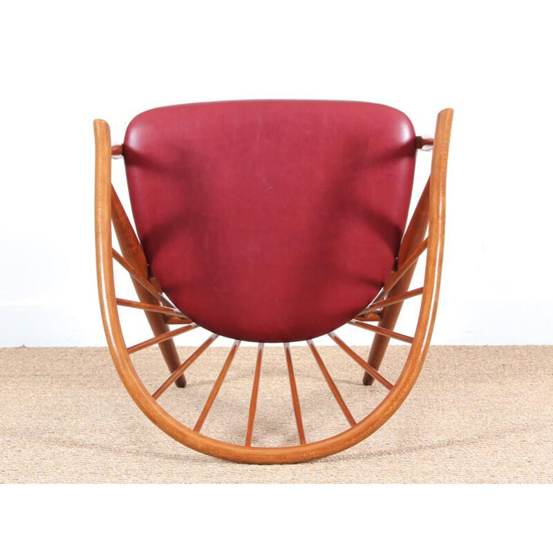 Vintage Scandinavian armchair with bars in solid beechwood - 1940s