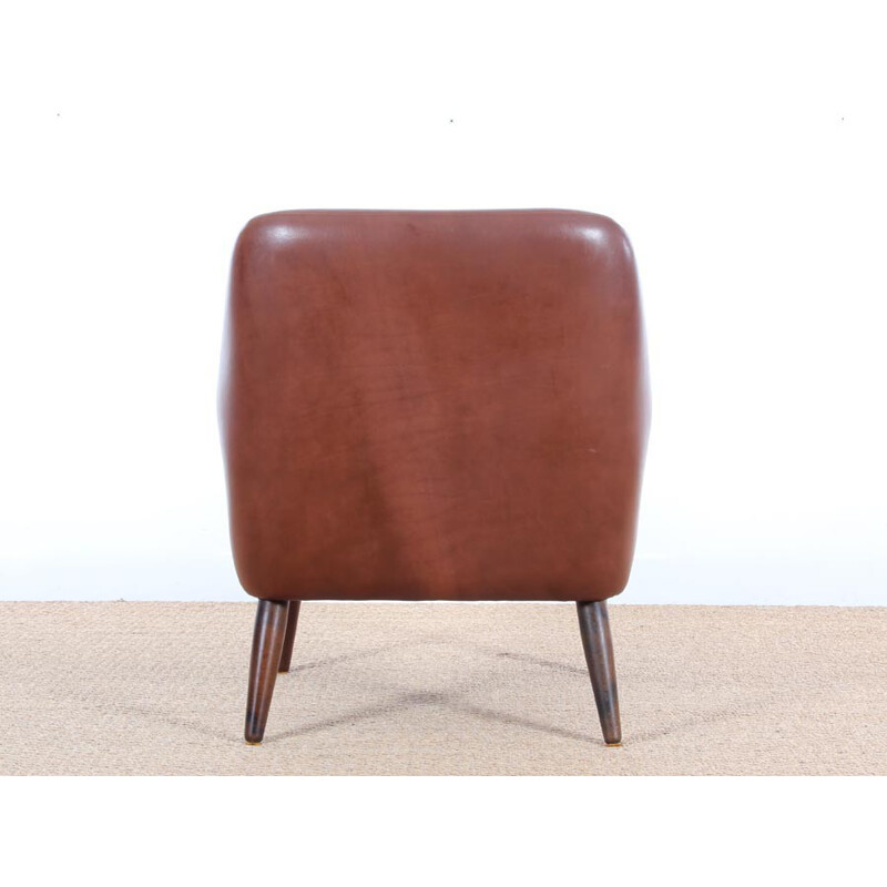 Vintage scandinavian cognac leather armchair - 1950s