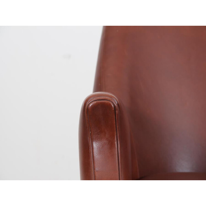 Vintage scandinavian cognac leather armchair - 1950s