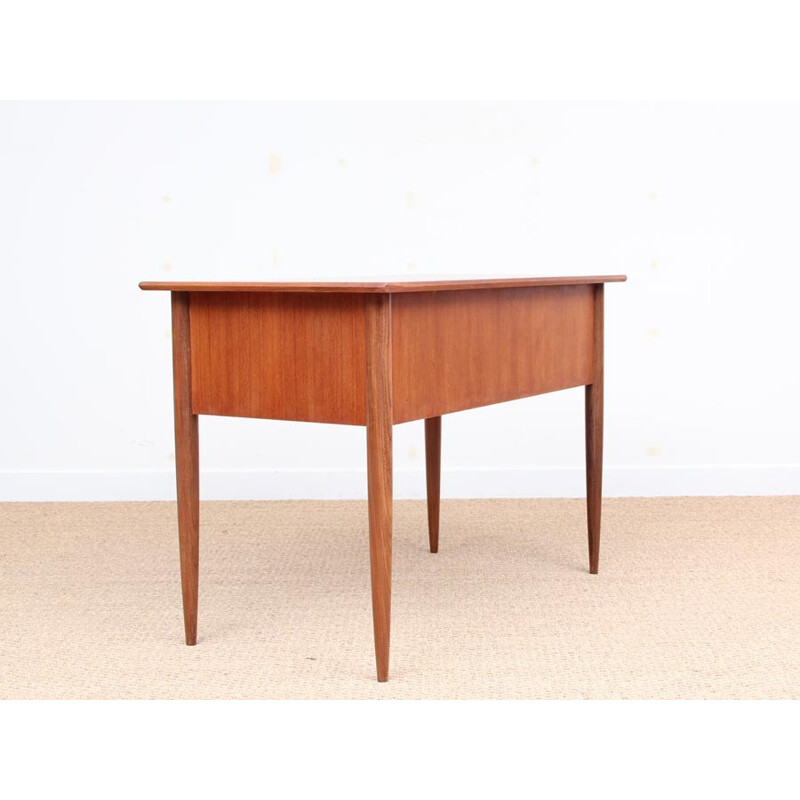 Petit bureau vintage scandinave en teck à 2 tiroirs - 1950