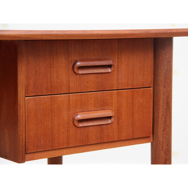 Petit bureau vintage scandinave en teck à 2 tiroirs - 1950