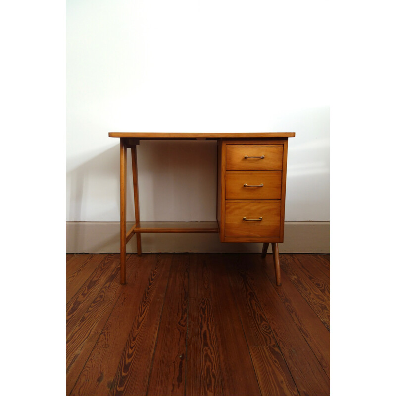 Mid-century desk and chair in wood - 1950s