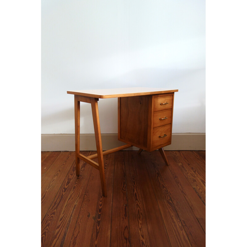 Mid-century desk and chair in wood - 1950s