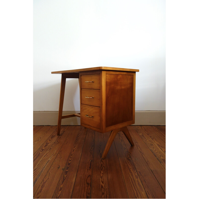 Bureau et chaise vintage en bois - 1950