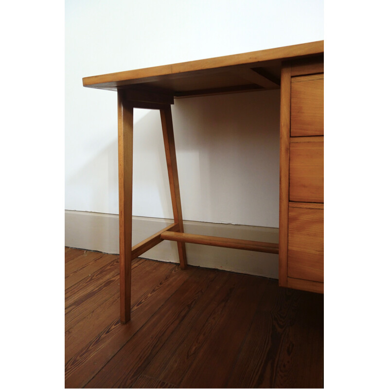 Mid-century desk and chair in wood - 1950s