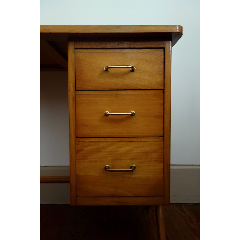 Mid-century desk and chair in wood - 1950s