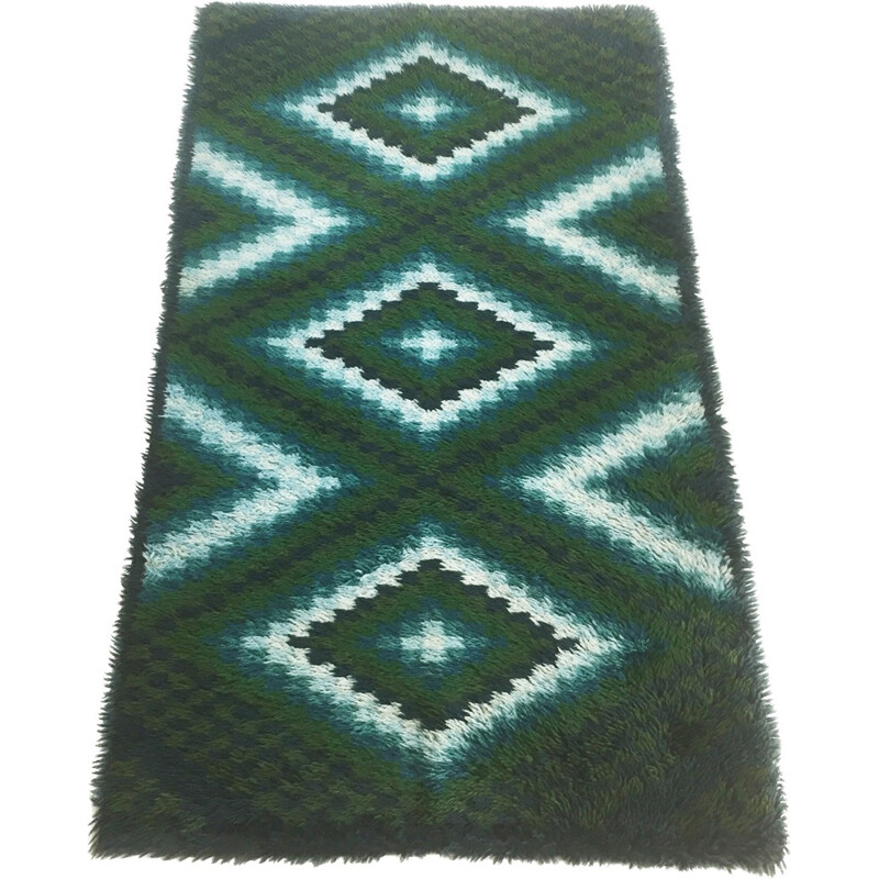 Scandinavian square pattern Rya Rug by EGE Taepper - 1960s