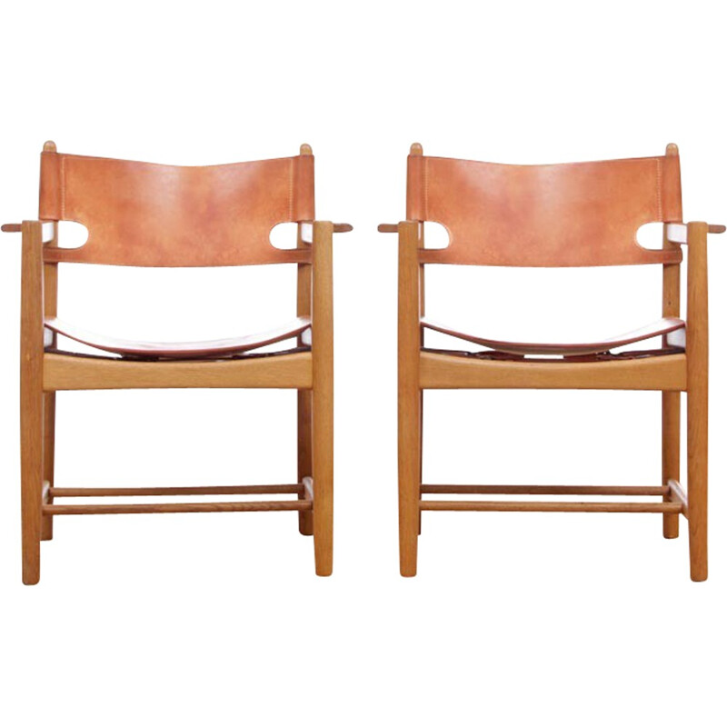 Pair of vintage Scandinavian armchairs by Borge Mogensen - 1950s