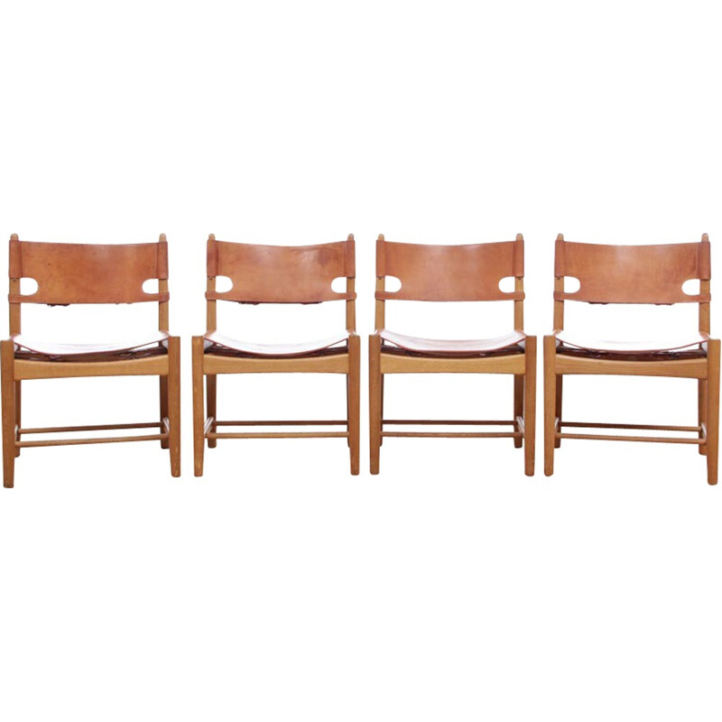 Set of 4 vintage Scandinavian chairs by Borge Mogensen - 1970s