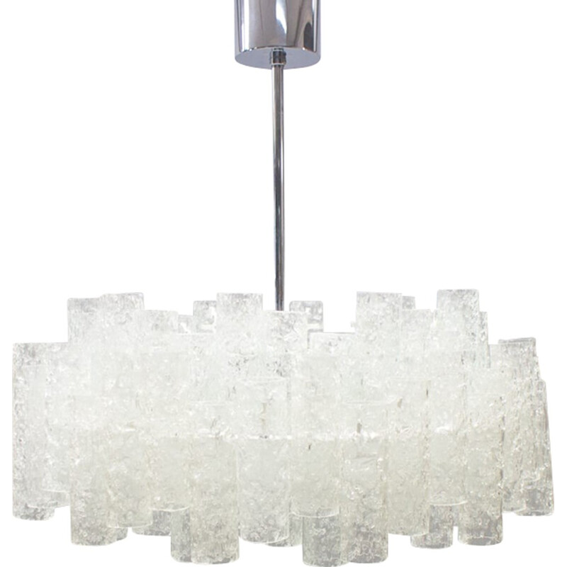 German Ice Glass Chandelier by Doria Leuchten - 1960s