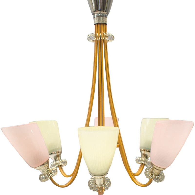 Vintage pastel-colored hanging lamp - 1950s