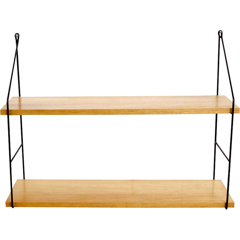 Vintage german wall shelve in ash wood - 1950s