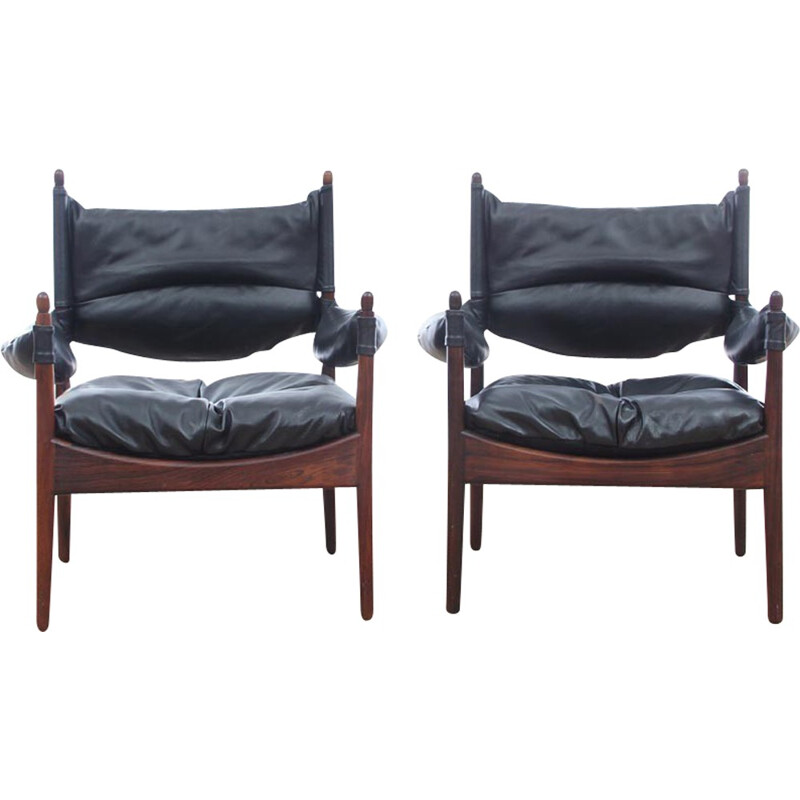 Pair of vintage scandinavian armchairs made of rio rosewood Modus model by Kristian Solmer Vedel - 1960s
