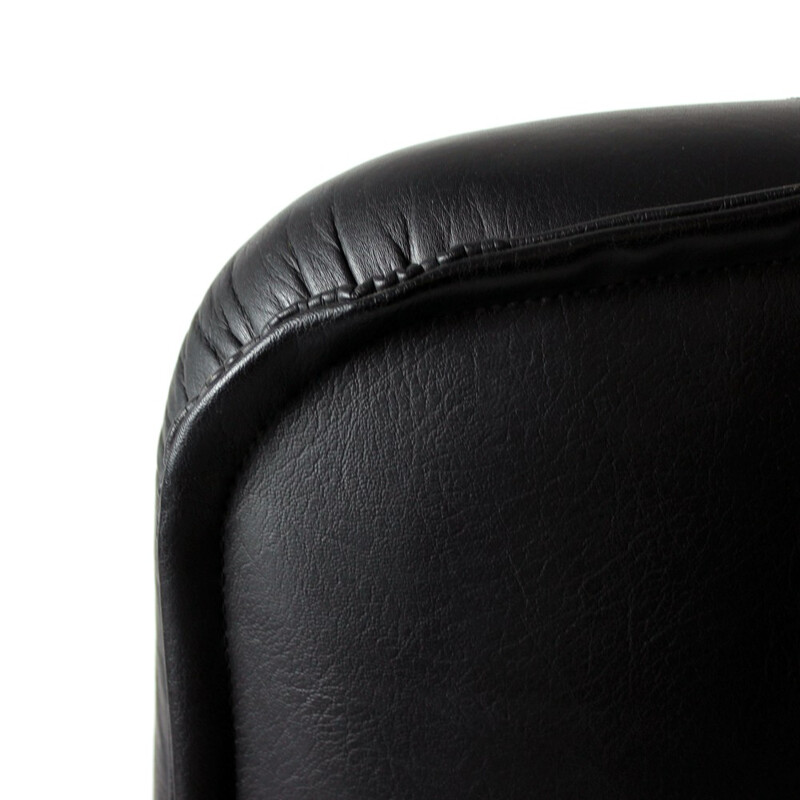Finnish Black Leather Armchair by Peem - 1960s