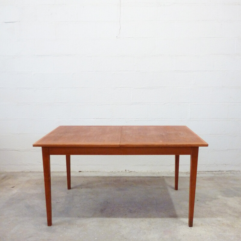 Vintage scandinavian extensible teak dining table 1960s