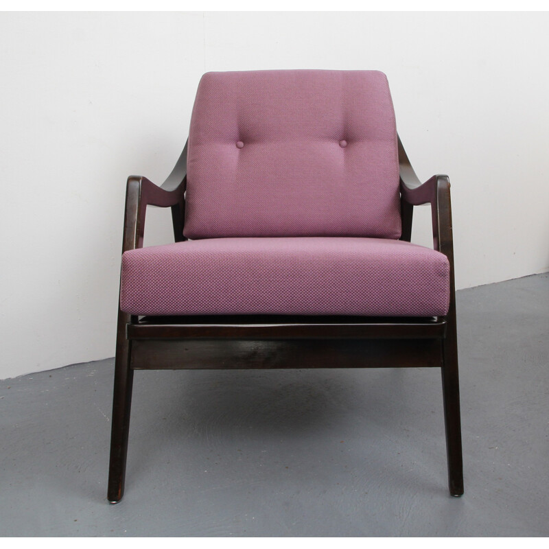 Vintage brown solid wood armchair, Germany 1950