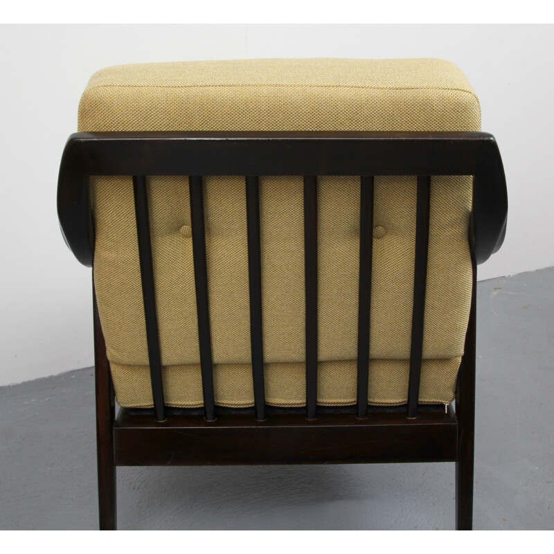 Vintage Duitse massief houten fauteuil - 1950