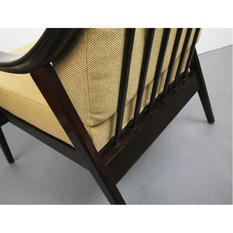 Vintage Duitse massief houten fauteuil - 1950