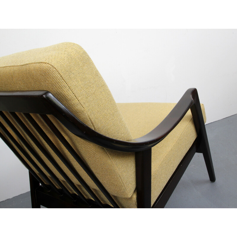 Vintage Duitse massief houten fauteuil - 1950