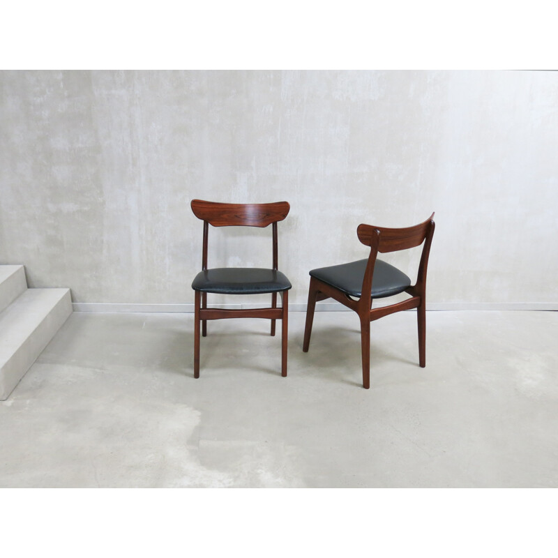 Suite de 6 chaises à repas en teck et en palissandre de Schionning & Elgaard - 1960