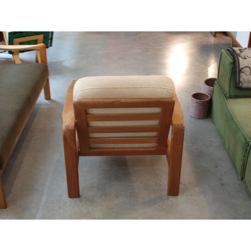 Vintage scandinavian armchair in teak and wool - 1960s